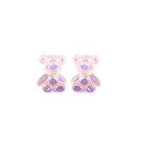 1 Pair Fashion Dazzle Colour Bear Acrylic Screw Piercing Stud Earrings Ladies Cute Studs Earrings Korean INS Ear Jewelry