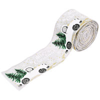 [COD]【SUPER ERYI】5M Roll Christmas Fabric Swirl Ribbon Burlap Ribbon With Line Edge Gift Wrapping XmasTree Ribbon Garland Bow Xmas Decor Christmas Gift