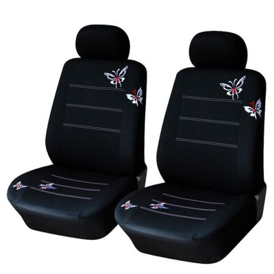 [ราคาถูก] ที่หุ้มเบาะรถยนต์ Universal Fit อุปกรณ์ตกแต่งภายใน Butterfly Black Seat Covers