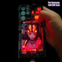 Demon Slayer Anime Girl LED Glass Phone Case For Galaxy A53 A72 A54 M33 M53 S22 Ultra S21 Plus S20FE Note20 Ultra Luminous Cover Phone Cases