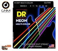 DR Strings สายกีตาร์ไฟฟ้า แบบเรืองแสง เบอร์ 9 สายเคลือบ สีรุ้ง รุ่น NMCE-9 (Light, 9-42) ** Made in USA **