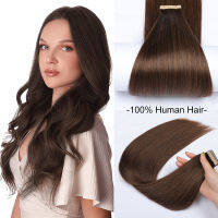 【CW】ShowCoco Tape In Human Hair Extensions Invisible Remy Seamless Skin Weft Straight Remy Hair Ombre Color 14-24";