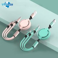 yqcx001 sell well - / 3 in 1 Retractable USB Type C Cable 2.4A Micro USB Fast Charging Data Cord For iPhone 13 12 Samsung S21 S20 Xiaomi Phone Wire