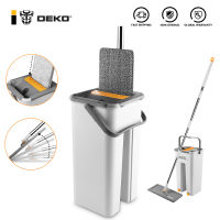 DEKO Magic Mop Hand Free Household Automatic Spin Floor Mop Home Kitchen Wooden Floor Cleaning Microfiber Pads With Bucket