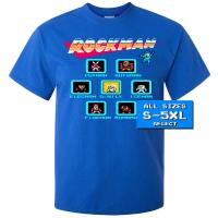 【s-5xl】ผ้าฝ้าย 100%เสื้อยืดทุกวันdailyเสื้อยืดผ้าฝ้าย 100% พิมพ์ลาย Rockman Megaman 1 Nes Boss สีฟ้าสําหรับผู้ชาย Sto5XL