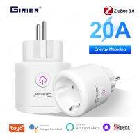 GIRIER Tuya Zigbee Smart Plug 20A Smart Home Socket Outlet EU Power Monitoring Timer Function 4200W Works Alexa Hey Google Alice Ratchets Sockets