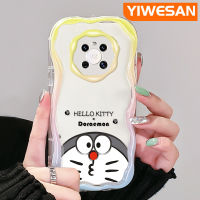 YIWESAN เคสสำหรับ Huawei Mate 30 Pro Mate 40 Pro P30 Pro,เคส P40แฟชั่นการ์ตูนโดราเอมอนแบรนด์ยอดนิยมเคสโทรศัพท์โปร่งใสซิลิโคนหนาป้องกันการตกขอบคลื่นที่มีสีสันเนื้อครีมเคสนิ่มป้องกันเคสใส