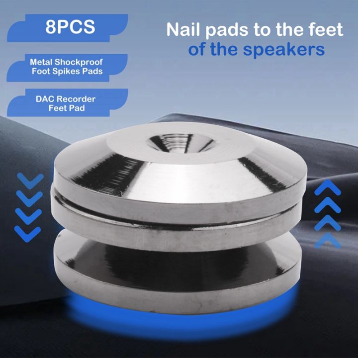 8pcs-metal-shockproof-foot-spikes-pads-stands-mats-for-speakers-cd-players-turntable-amplifier-dac-recorder-feet-pad