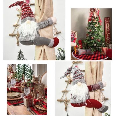 【cw】 Decor Curtain Holdback Tieback Holder Xmas Santa Gnome Drape Window Accessories Home Christmas Gifts Happy New Year