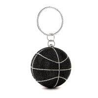 50LD Basketball Shaped Clutch Bags Rhinestones Evening Purse Glitter Ball Handbag Street Sport Style