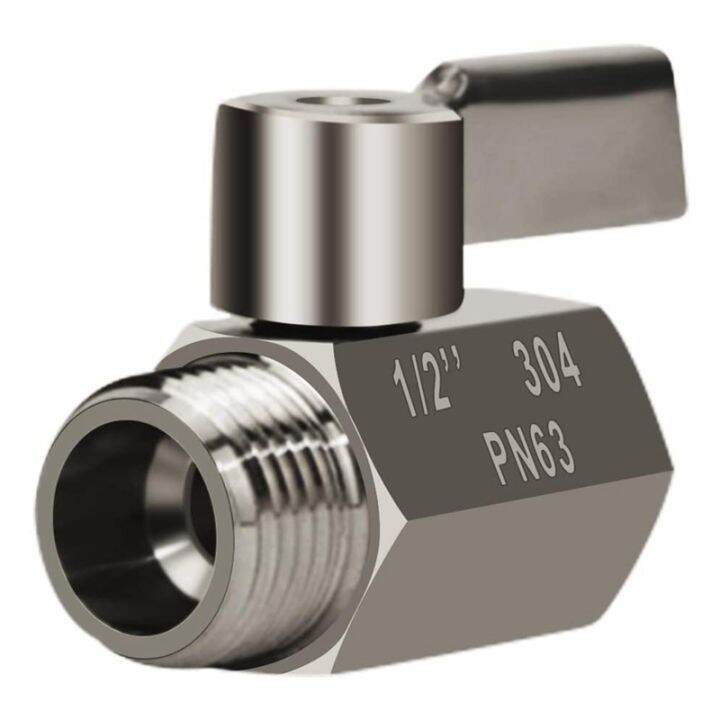 304 Stainless Steel Mini Ball Valve(1/2 Inch Female x Male) NPT Thread, Water Flow Regulator