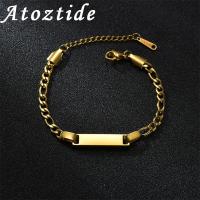 Atoztide สร้อยข้อมือสายโซ่ NK แบบปรับได้,กำไลข้อมือสแตนเลสชายสลักชื่อตัวอักษรสำหรับผู้หญิงของขวัญคริสต์มาส