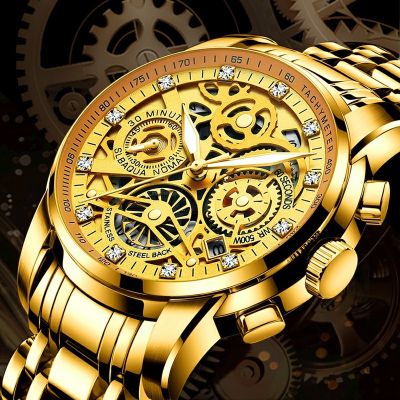 （A Decent035）Tourbillon Rotating Window MensTop LuxuryFashion GoldWatch MenLuminous Business Wristwatch