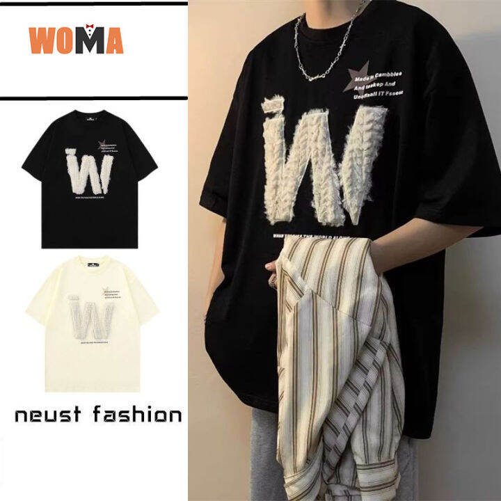 woma-เสื้อยืดคอกลมญี่ปุ่นแฟชั่น-ins-เสื้อสเวตเชิ้ตแขนยาว