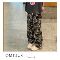 [OMIUUS] กางเกงลำลองผู้หญิง Ins Chaojie ย้อนยุค Hiphop กางเกงคาร์โก้ลายพราง