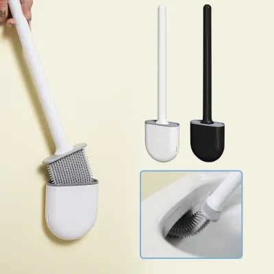 Silicone Brush Head Toilet Brush Leak Proof Base Convenient Sanitary Brush Head Storage Cover Toilet Cleaning Brush Wall Mounted