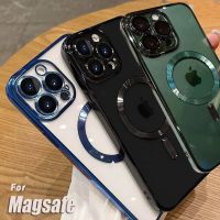 ร้อน hanoe413 - / แม่เหล็กสำหรับ Magsafe เคสใสชาร์จไร้สายสำหรับ iPhone 14 13 12 11 Pro Max X XR XS 8 Plus เคสซิลิโคนแบบนิ่มชุบสุดหรู