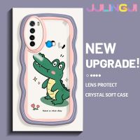 Jjlingji เคสสำหรับ Xiaomi Redmi Note 8 2021 Note 8T เคสการ์ตูนไดโนเสาร์น่ารักขอบครีมดีไซน์ใหม่คลื่นโปร่งใสลายกล้องถ่ายรูปเคสมือถือกันกระแทกแบบใสนุ่มฝาครอบป้องกันง่าย