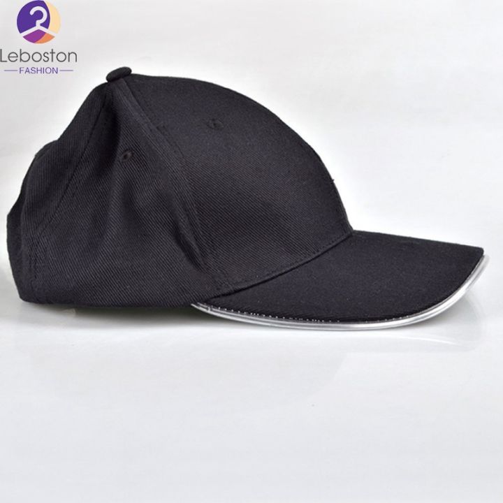 leboston-หมวก-ไฟ-led-บริษัทโกลว์คลับพรรคกีฬาแข็งแรงผ้าสีดำเดินทางหมวกหมวกแสงสีแดง