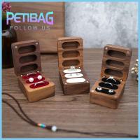 PETIBAG ที่นั่งสามที่นั่ง กล่องเครื่องประดับอัญมณี เรโทร ทำจากไม้ กล่องแสดงแหวนคนรัก คุณภาพสูงมาก เคสของขวัญ กล่องเก็บแหวน การหมั้นหมาย