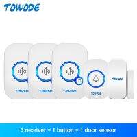 TOWODE ความปลอดภัยในบ้านกริ่งประตูไร้สาย M557ที่ตรวจกับการเคลื่อนไหว PIR,ยินดีต้อนรับ32เพลงปรับระดับเสียงได้4ระดับ