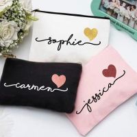 Personalized Makeup Bag Bridesmaid Maid of Honor Holiday Wedding Bachelorette Party Gifts Canvas Monogram Cosmetic Zipper Pouch