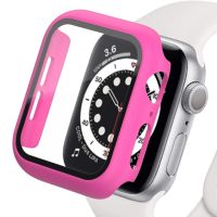 กระจก + เคสสำหรับ Apple Watch ซีรีส์7 6 5 4 3 SE 45มม. 41มม. 44มม. 40มม. 42มม./38อุปกรณ์ป้องกันหน้าจอ IWatch + ฝาครอบอุปกรณ์เสริมสำหรับ Apple Watch