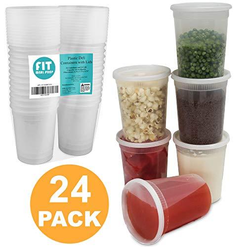 Zeml 32 oz. Deli Food Storage Freezer Containers with Leak-Proof Lids - 24 Sets