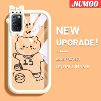 เคส JIUMOO สำหรับ OPPO A52 A72 A92 4G เคสลายการ์ตูนสปอร์ตหมีหลากสีน่ารักกล้องมอนสเตอร์ตัวเล็กๆนิ่มสำหรับเลนส์กันกระแทกแบบใสเคสมือถือความคิดสร้างสรรค์โปร่งใสเรียบง่ายฝาครอบป้องกันซิลิโคน