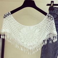 Women 2021 New Korean Style Hollow Shawl Lace Small All-around Hollow Blouse Womens Summer Small Cantilevered Sleeveless Shirt Ready Stock