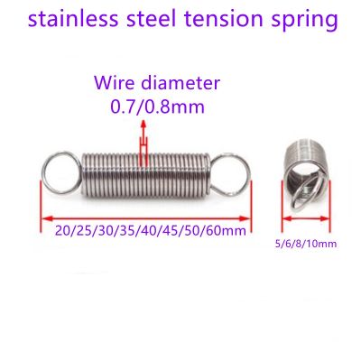 5pcs/lot extension spring 0.7mm 0.8mm stainless steel Tension spring with hook OD 5mm-8mm length10-50mm