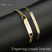 [HOT] Nextvance Customized Engraving Nameplate Couple Bracelet Stainless Steel Chain Id Tag Bracelets For Lover Valentines Day Gift