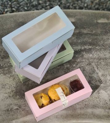 กล่องคุกกี้ สโคน คัพเค้ก   8x18x5.5 ซม.(แพ็ค 50 ใบ) Size  S กล่องเค้ก กล่องอาหาร กล่องเบเกอรี่ กล่องกระดาษ