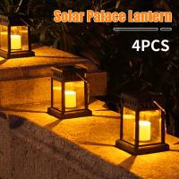 Solar Lights Outdoor Retro Palace Lantern Lights Hanging Candle Lamps Landscape Lighting Floor Lights Garden Decor Solar Lantern Outdoor Lighting