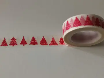 1PC 10M Decorative White Christmas Tree on Red Washi Tape for