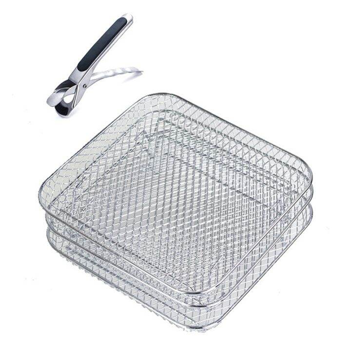 1 Set 8 Inch Air Fryer Rack Square Three Stackable Rack for Instant