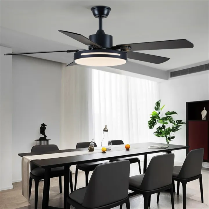Silent Reversible Motor 52inch Led Ceiling Fan With Lamp Roof Lighting 3 Sd 24w 220v Modern Bedroom Living Room Kitchen Decorate Fans Remote Control Dual Controller Lazada Singapore - Kitchen Ceiling Fans With Lights And Remote