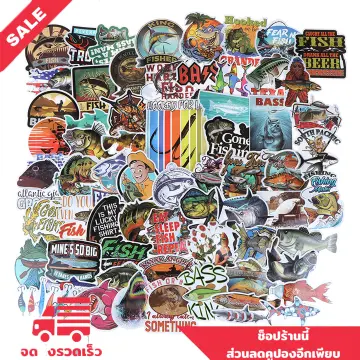 65Pcs Funny Fisherman Go Fishing Sticker Outdoor Suitcase Laptop Guitar  Sticker