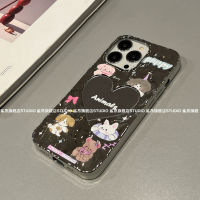 สัตว์การ์ตูนย่น iPhone14promax เคสมือถือ Apple 13 12 กันตก 11 กระจกคู่รักสไตล์เกาหลี