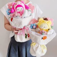 การ์ตูน My Melody Kuromi Cinnamoroll ตุ๊กตาผ้ากำมะหยี่ของเล่นดอกไม้ Sanrio ช่อดอกไม้ของขวัญคริสต์มาสวันวาเลนไทน์