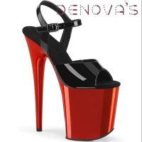 Denovas Womens Patent Very High Heel Big Size Pole Dancing Sandal