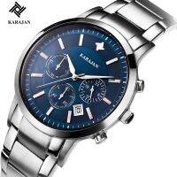 KARAJAN Genuine Business Quartz Watch Steel Band Fashion Mens Watch Multifunctional Three Eye Waterproof Watch Mens Watch