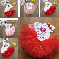 First Valentines Day Baby Girl Tutu Set Outfit Babys 1st Valentines Day Lovely Romper+Cute Tulle Tutu Skirt Family Party Wear  by Hs2023