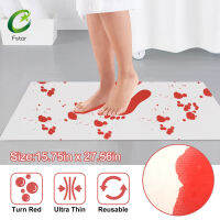 【FStar ?】 Bloody Bath Mat Changing Mat Red Color Transition Wet Scary Halloween Decor Footprints Disappear Magic Mat For Bathroom