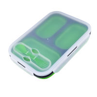 1100ml 3 Cells Silicone Foldable Lunch Box Collapsible Bento Box Travel Outdoors Food Storage Container Eco-Friendly Lunchbox