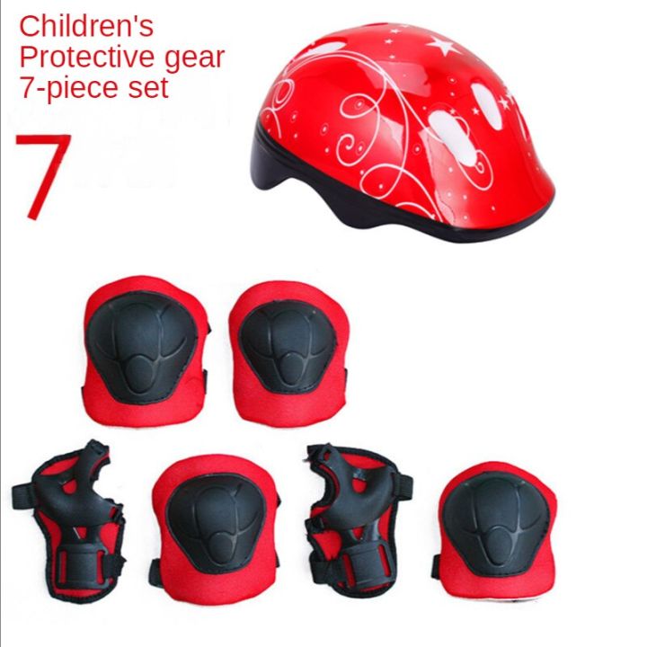 หมวกกันน็อค7ชิ้น-เซ็ตสำหรับเด็ก-ป้องกันปลอดภัยสเกตบอร์ดโรลเลอร์สเก็ตปรับข้อมือข้อศอกเข่าป้องกันกลางแจ้งเล่นกีฬา