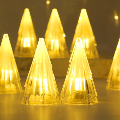 6ชิ้นเทียนไฟกลางคืนคริสตัลโคมไฟไฟ LED กลางคืนไฟประดับคริสต์มาสขนาดเล็กตกแต่งบ้านโต๊ะของตกแต่งต้นไม้คริสต์มาสของขวัญสำหรับเด็กของขวัญปีใหม่