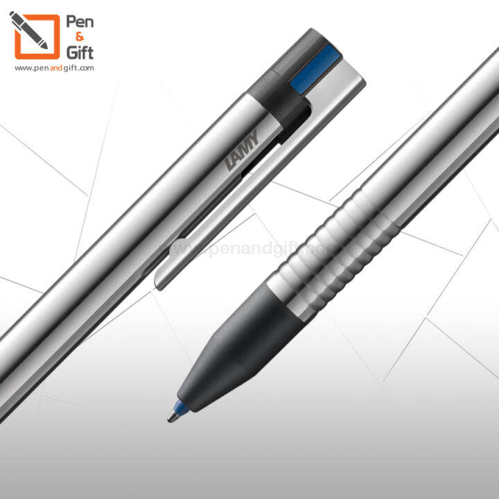 lamy-logo-multifunctional-pen-matte-black-ปากกามัลติฟังก์ชัน-2in1-ปากกาลูกลื่นหมึกน้ำเงิน-และหมึกแดง-ลามี่-โลโก้-สีบรัชสแตนเลส-ของแท้-100-penandgift