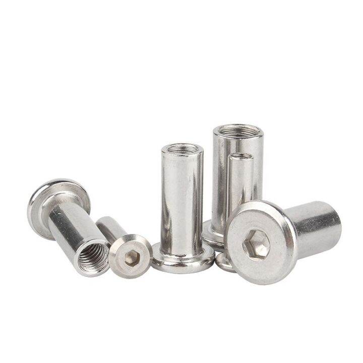 1-10pcs-m3-m4-m5-304-stainless-steel-large-flat-hex-hexagon-socket-head-furniture-rivet-connector-insert-joint-sleeve-cap-nut-nails-screws-fasteners