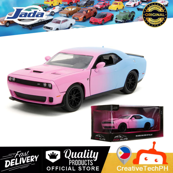 2015 Dodge Challenger SRT Hellcat Pink and Blue Pink Slips Series 1/24 Diecast - Jada Toys